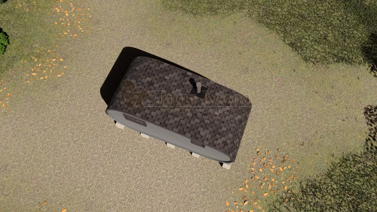 Баня-бочка «Танк» из кедра 5х2,2 метра (вариант 2)