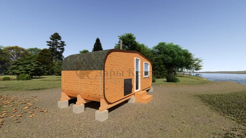 Овальная-Окта баня-бочка из кедра 6х2,2 метра