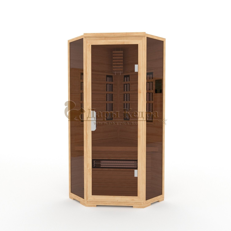Одноместная угловая инфракрасная сауна кабина из кедра и липы с керамическими излучателями